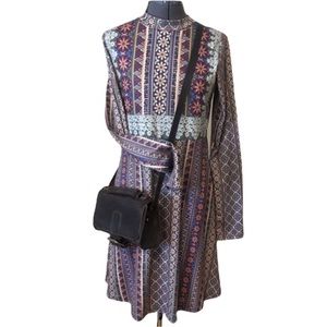 Smash! 60's Print Boho-Style Long Sleeve Dress Size S/M